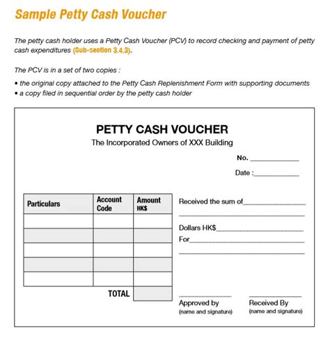 Sample Petty Cash Voucher Template