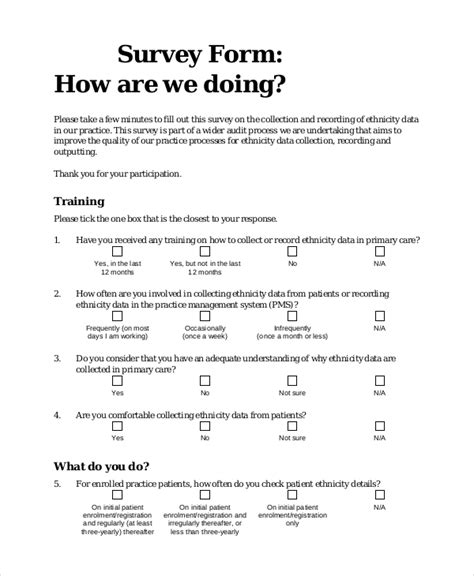 Sample Survey Form Template