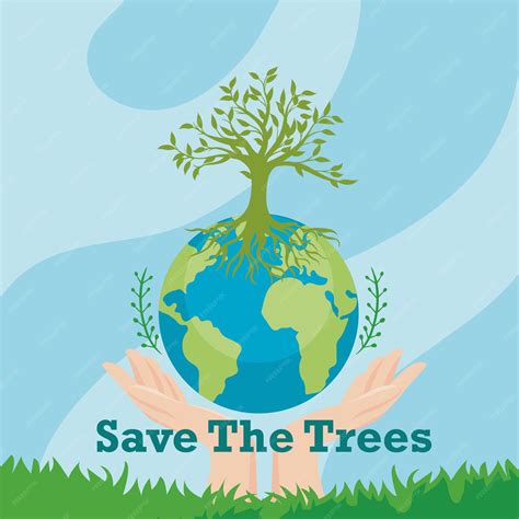save tree images cartoon, Save the tree vector illustration