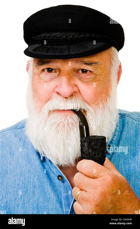 serious man smoking pipe, Serious man with smoking pipe looking away stock photo