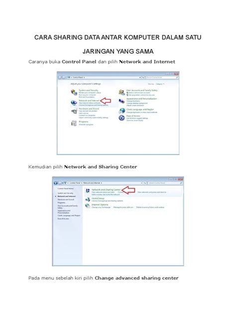 sharing data antar komputer, Metode sharing file antar komputer. Cara sharing data antar komputer