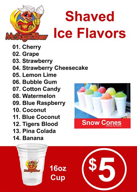 shaved ice flavors
