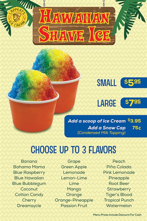 shaved ice menu