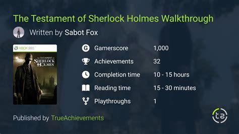 Sherlock Testament Walkthrough