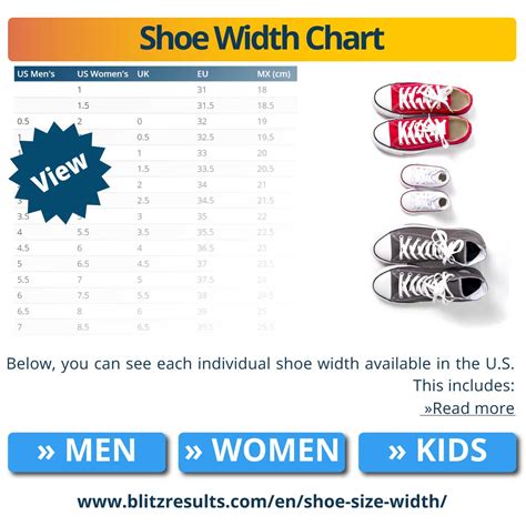Shoe Size Width Measurement Chart