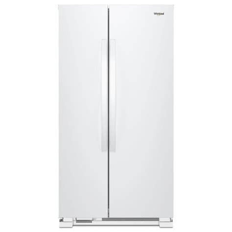 side by side white refrigerator no ice maker