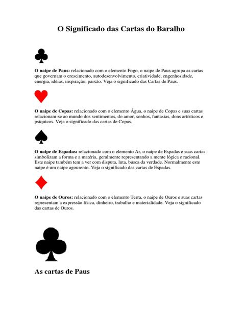 significado das cartas do baralho