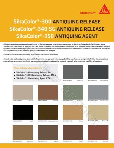 Sika Release Color Chart