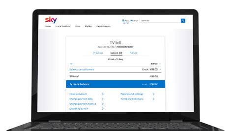 sky+ app bill format, Manage my bill