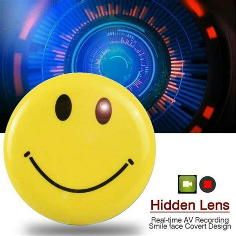 smiley-face pin security camera, Spy smiley. Mvowizon spy cam with mini smiley smile face button pins with camera