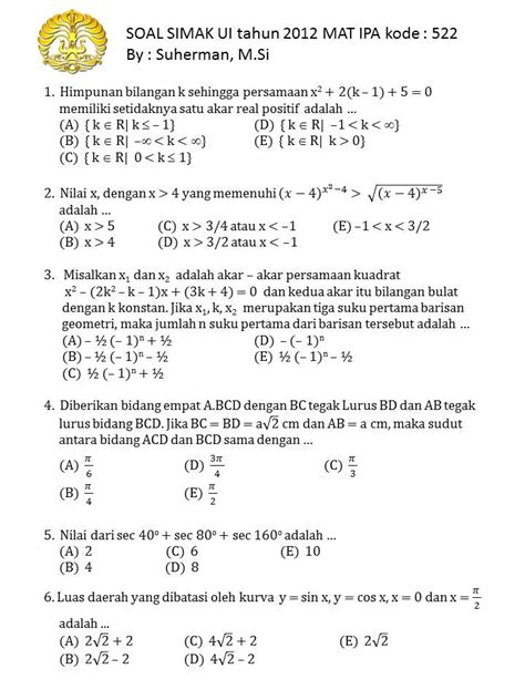 soal pangkat simak ui, Simak ui 2018 matematika dasar. Ui simak