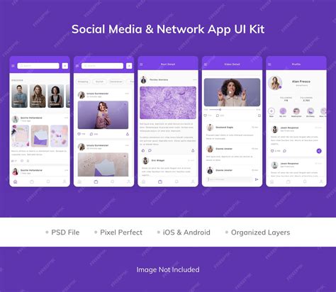 social network app ui, Premium psd