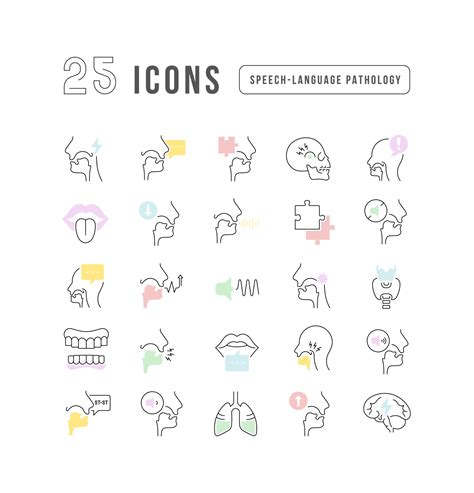 speech-language pathologist icon, Set of simple icons of speech-language pathology 10559836 vector art at