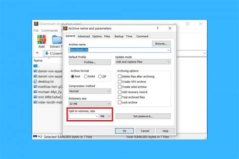 split winrar file, How to split large files using winrar?. Split winrar