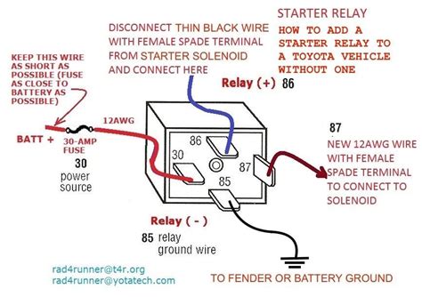 starter relay switch wiring 