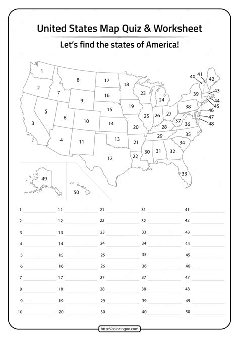 States Quiz Printable