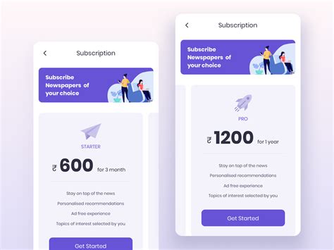 subscription plan page design app, Subscription app design by abhinav on dribbble