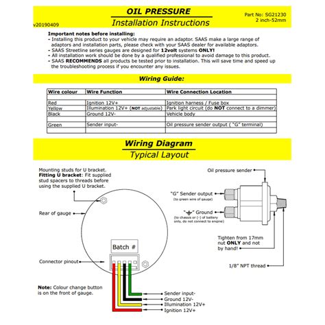 sunfire oil pressure gauge diagram 