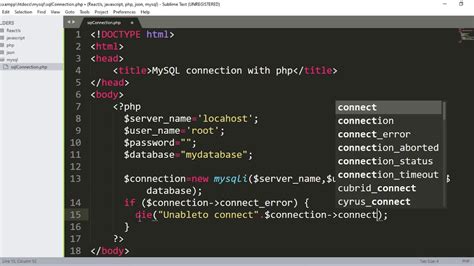 syntax of connect php file, Php with mysql connection. Mysql php connection database