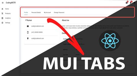 tab button react mui, How to create react js tabs