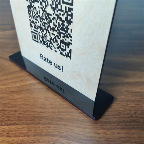 table removable qr code stand, Wooden qr code table stand with acrylic base