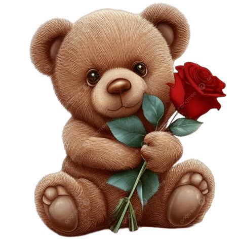 teddy bear rose cartoon, Cute cartoon pink teddy bear with roses on white background stock