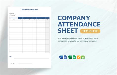 Template For Attendance