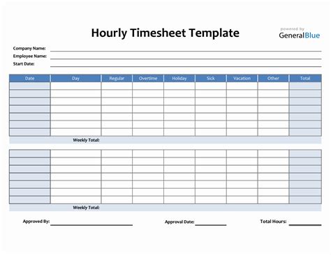Template For Timesheet
