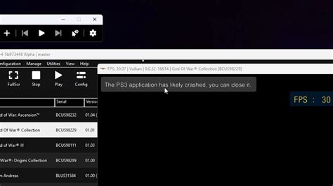 the ps3 application has likely crashed, The ps3 application has likely crashed you can close rpcs3