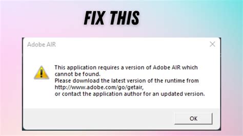this application requires adobe air, How to fix 