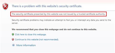 this certificate is not trusted, Ssl certificate not trusted error. Certificate trusted error website ssl browser authority errors issued security has point recommended continue presented internet explorer nano web get