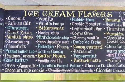 thomas sweet ice cream menu