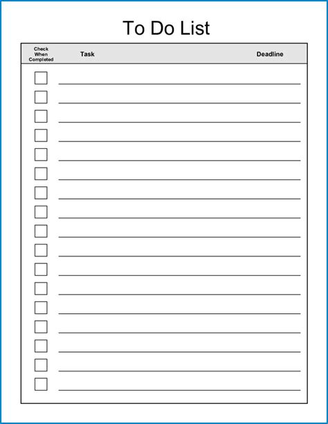 To Do List Template Word