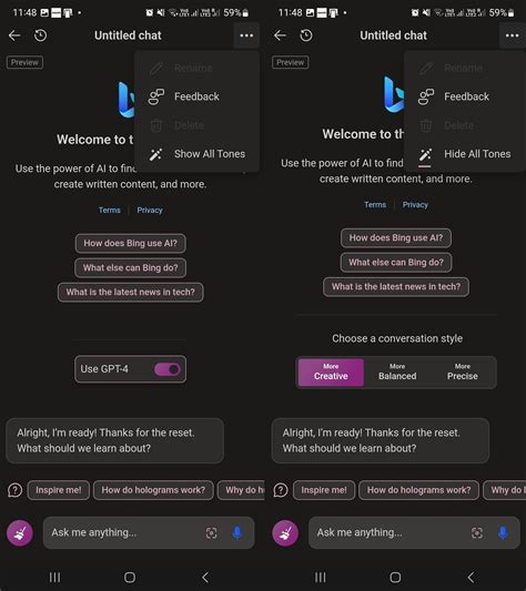 toggle button bing, How to use the ai-powered bing app on android