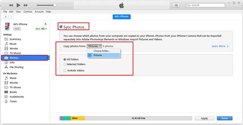 transfer pictures using itunes, Wie man fotos vom computer auf das iphone überträgt?