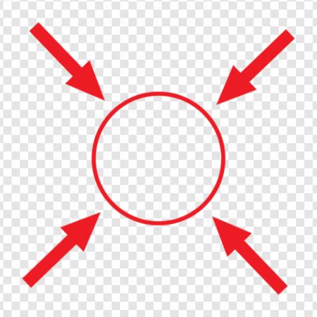 transparent red circle with arrow pointing at middle, Red circle and arrow png image