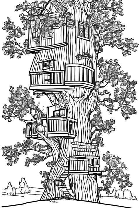 tree house coloring pages printable, Free tree house coloring pages. Coloring tree pages house treehouse treehouses adult drawings drawing book fantasy houses printable sketch kids sketches clip swiss family sketchbook