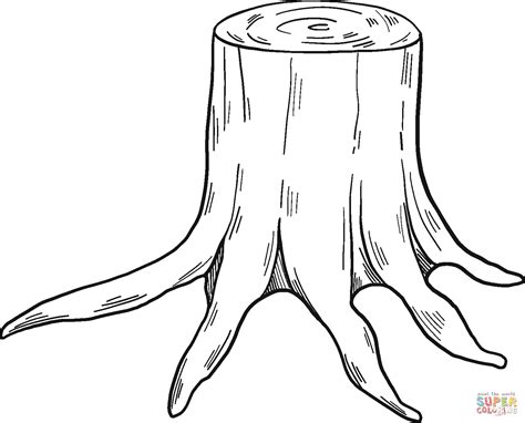 tree stump coloring page, Cute tree stump cartoon coloring for coloring page outline sketch