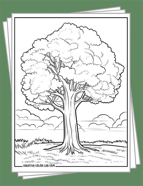 trees coloring page pdf, Tree sketch coloring page