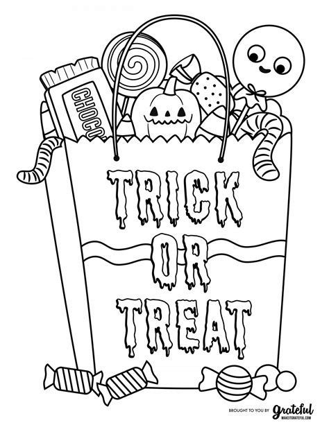 trick or treat bag coloring page, Halloween trick or treat bag coloring page