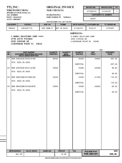 tti inc invoice pdf, Invoice pdf