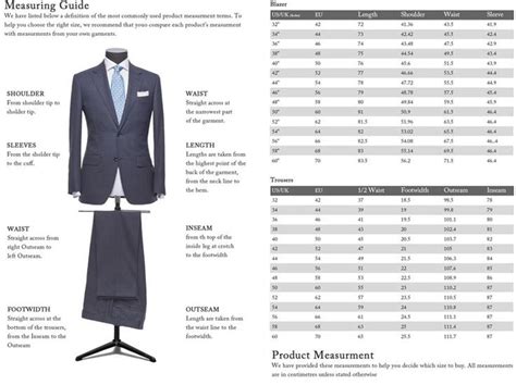 Tux Jacket Size Chart