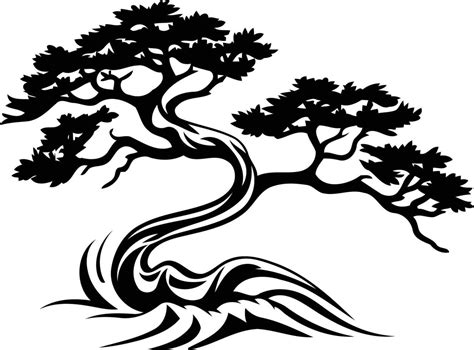 twisted tree trunk silhouette, Tree silhouette with a twisted contorted trunk