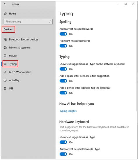 typing settings in windows 10, Windows 10 typing settings