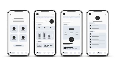 ui/ux mobile app design wireframe hd, Set of ui ux wireframes with 3d realistic smartphones, gui screens any