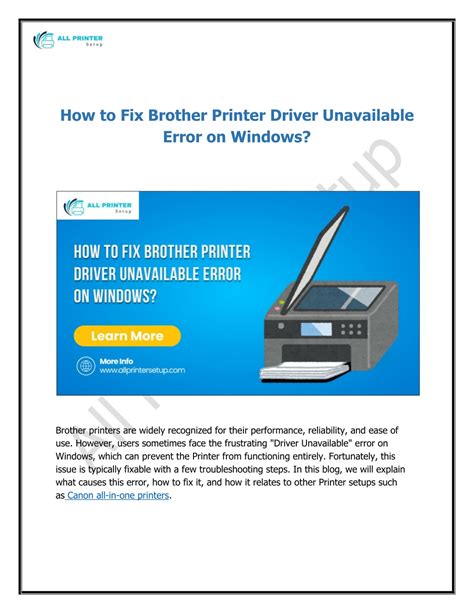 unavailable printer driver for brother, What does it mean when driver is unavailable on printer