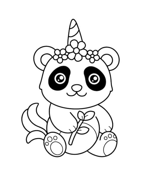 unicorn panda coloring sheet, Panda coloring page vector art, icons, and graphics for free download