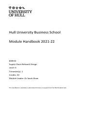 University Of Hull Programme And Module Catalogue