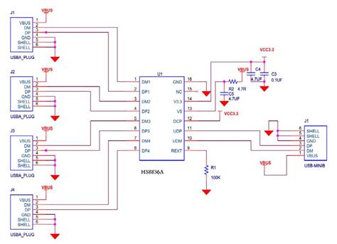 usb hub circuit diagram, Usb hub schematic diagram