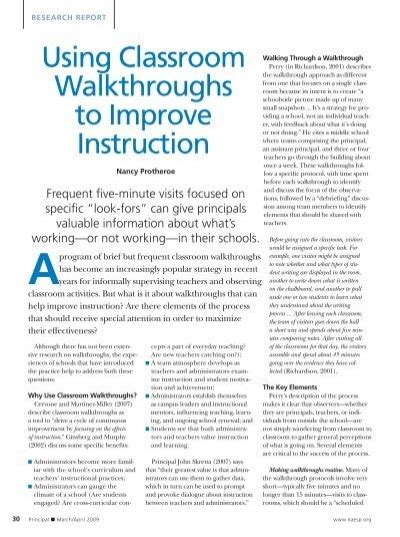 Using Classroom Walkthroughs To Improve Instruction
